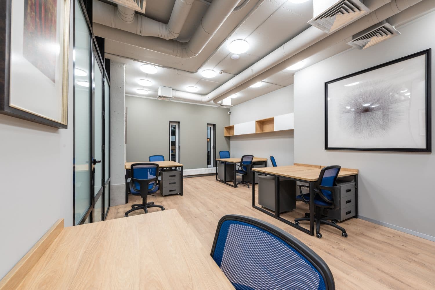 Commercial office with desks and task chairs