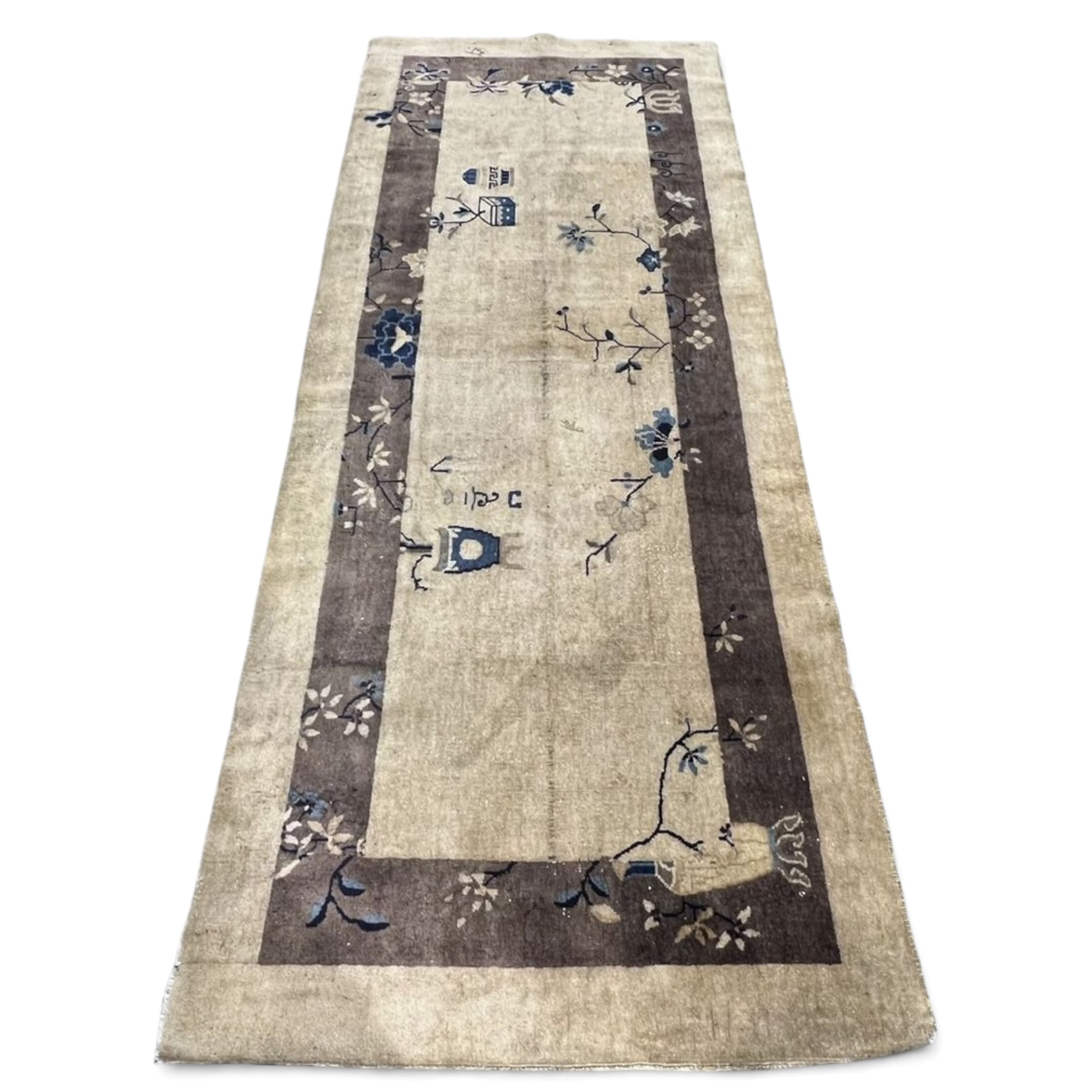 Vintage Handwoven Chinese-Style Wool Runner