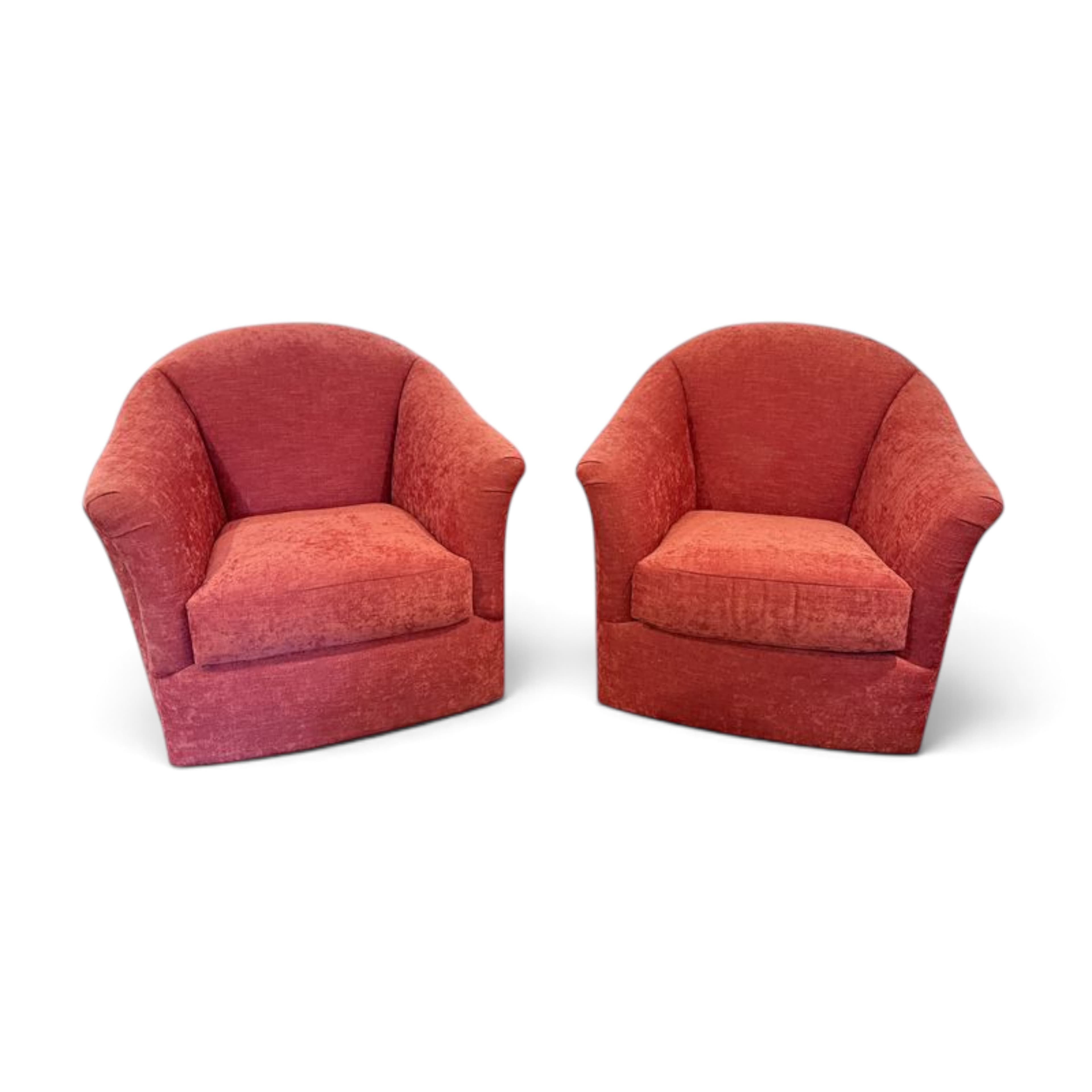Set of 2 Red Swivel Chairs