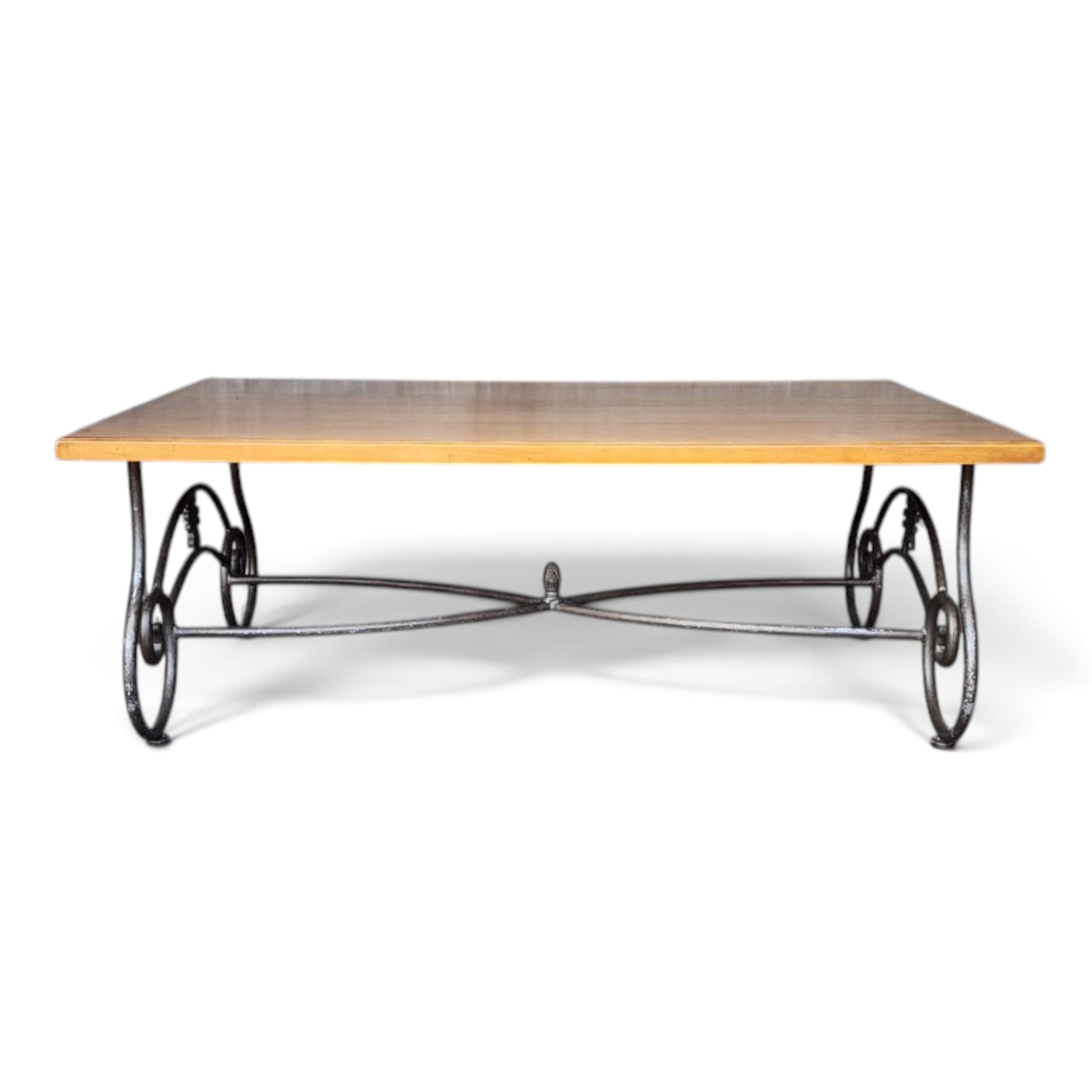 Ethan Allen Wood and Iron Coffee Table